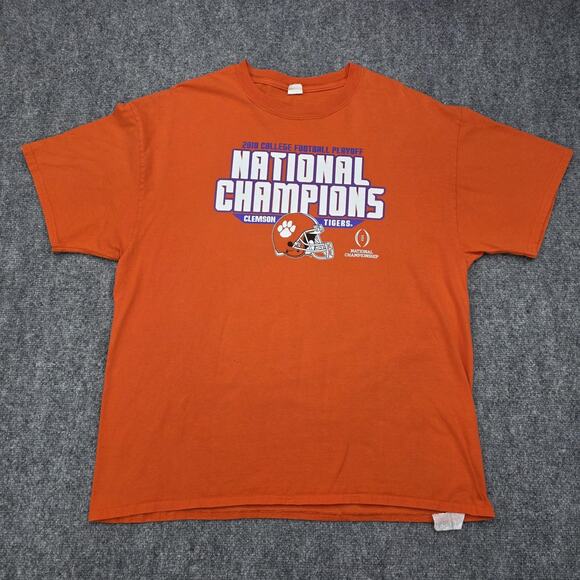 Clemson Tigers Shirt Mens XL Orange NCAA Football 2018 National Champions Hanes - Picture 1 of 14